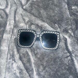 Black Rhinestone Embellished Sunglasses